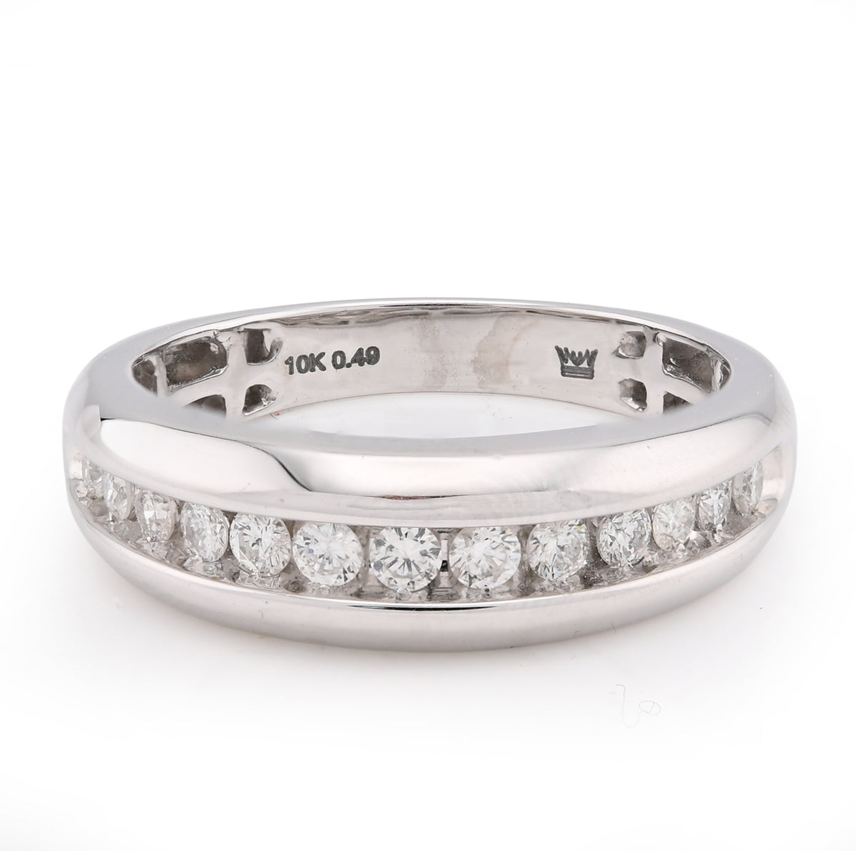 10k White Gold 0.49 CTW Natural Diamond Big Stone Centre Row Mens Band 4.9g