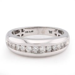 10k White Gold 0.49 CTW Natural Diamond Big Stone Centre Row Mens Band 4.9g