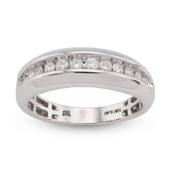 10k White Gold 0.49 CTW Natural Diamond Big Stone Centre Row Mens Band 4.9g