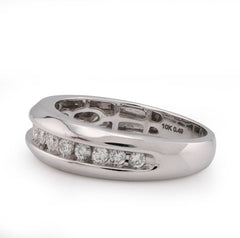 10k White Gold 0.49 CTW Natural Diamond Big Stone Centre Row Mens Band 4.9g