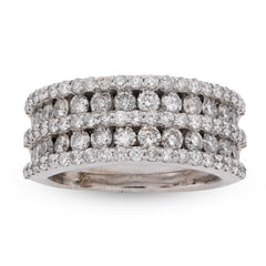 10k White Gold 5 Row Natural Diamond 2.75 CTW Mens Ring Band 11.7gms