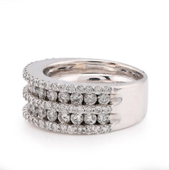 10k White Gold 5 Row Natural Diamond 2.75 CTW Mens Ring Band 11.7gms
