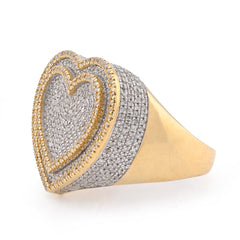 10k Yellow Gold Heart Shape 0.85 CTW Natural Diamond Men Pinky Ring 8gms