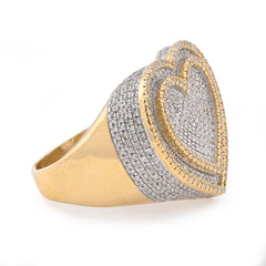 10k Yellow Gold Heart Shape 0.85 CTW Natural Diamond Men Pinky Ring 8gms