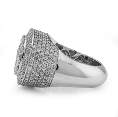 10k White Gold Flower Cluster 5.30 CTW Natural Diamond Side Iced Mens Round Pinky Ring 14.4g