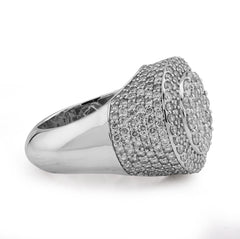 10k White Gold Flower Cluster 5.30 CTW Natural Diamond Side Iced Mens Round Pinky Ring 14.4g