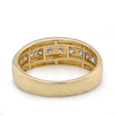 10k Yellow/White Gold Centre Row 0.50 CTW Natural Diamond Men 2 Tone Band 4.6g