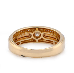14k White/Rose Gold 0.42 CTW Centre Solitaire 2 Row Side Natural Diamond 2 Tone Men Band 5.4g