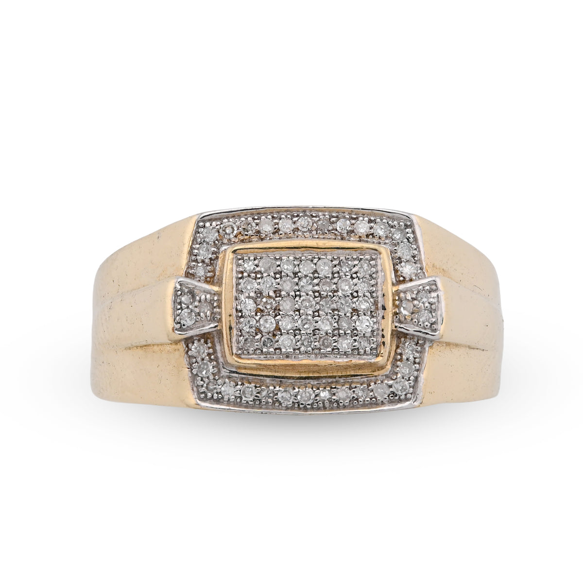 10k Yellow Gold Rectangular Shape 0.50 CTW Natural Diamond Men Pinky Ring 5g