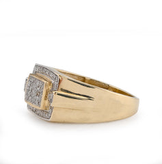 10k Yellow Gold Rectangular Shape 0.50 CTW Natural Diamond Men Pinky Ring 5g