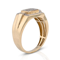 10k Yellow Gold Rectangular Shape 0.50 CTW Natural Diamond Men Pinky Ring 5g