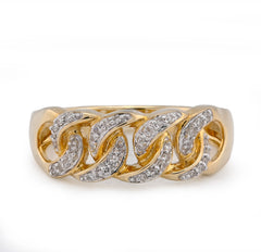 10k Yellow Gold 0.25 CTW Natural Diamond Cuban Link Men Pinky Ring 4.7g