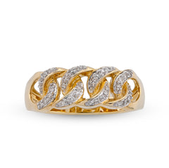 10k Yellow Gold 0.25 CTW Natural Diamond Cuban Link Men Pinky Ring 4.7g