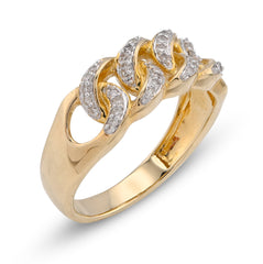 10k Yellow Gold 0.25 CTW Natural Diamond Cuban Link Men Pinky Ring 4.7g