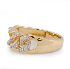 10k Yellow Gold 0.25 CTW Natural Diamond Cuban Link Men Pinky Ring 4.7g