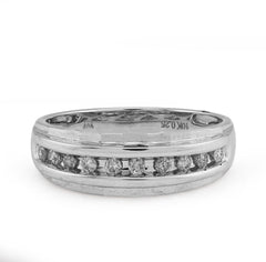 10k White Gold 0.26 CTW Natural Diamond Single Row Mens Band 4gms