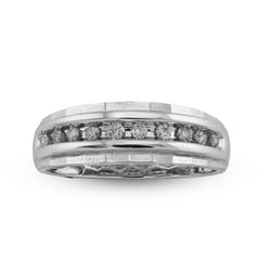 10k White Gold 0.26 CTW Natural Diamond Single Row Mens Band 4gms