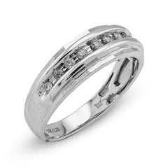 10k White Gold 0.26 CTW Natural Diamond Single Row Mens Band 4gms
