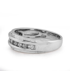 10k White Gold 0.26 CTW Natural Diamond Single Row Mens Band 4gms
