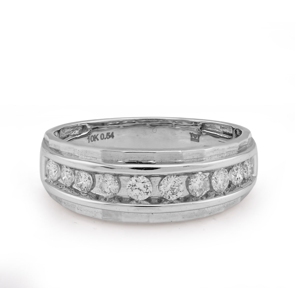 10k White Gold 0.54 CTW Centre Row Natural Diamond Men Band 4.6gms