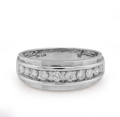 10k White Gold 0.54 CTW Centre Row Natural Diamond Men Band 4.6gms