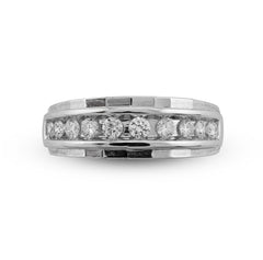 10k White Gold 0.54 CTW Centre Row Natural Diamond Men Band 4.6gms