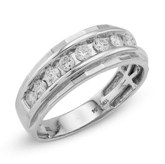 10k White Gold 0.54 CTW Centre Row Natural Diamond Men Band 4.6gms