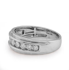 10k White Gold 0.54 CTW Centre Row Natural Diamond Men Band 4.6gms