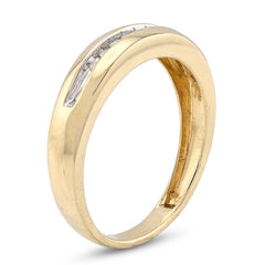 10k yellow Gold 0.12 CTW Single Row Natural Diamond Men Band 2.9gms