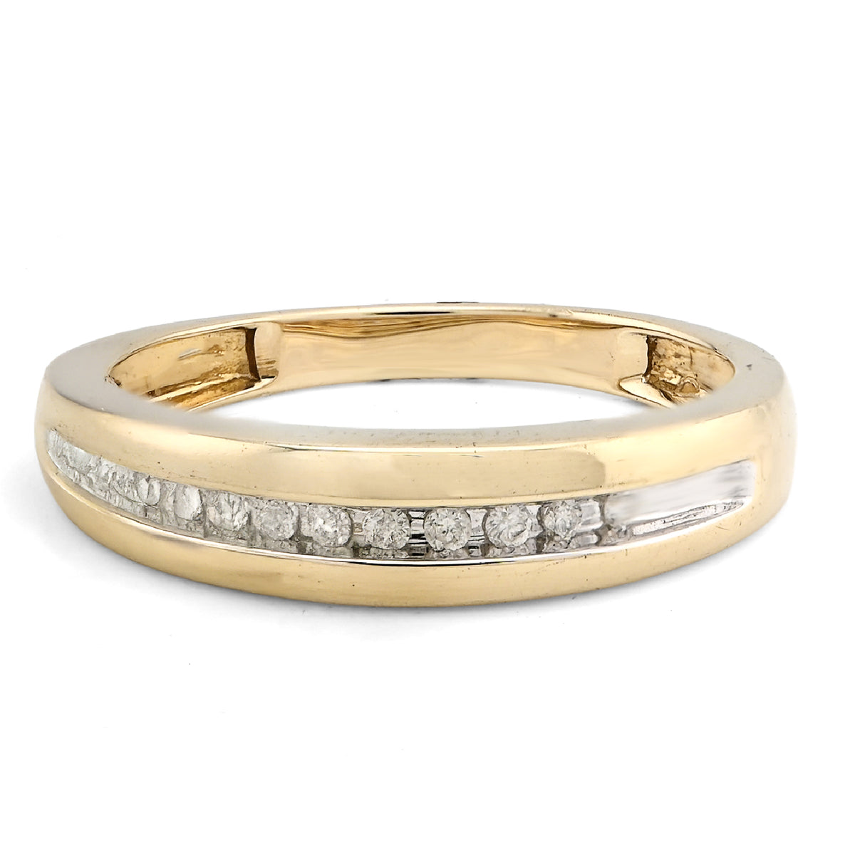 10k yellow Gold 0.12 CTW Single Row Natural Diamond Men Band 2.9gms