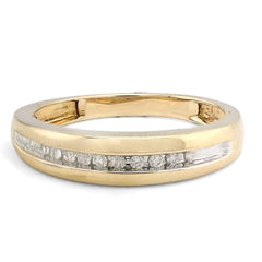 10k yellow Gold 0.12 CTW Single Row Natural Diamond Men Band 2.9gms