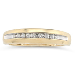 10k yellow Gold 0.12 CTW Single Row Natural Diamond Men Band 2.9gms