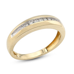 10k yellow Gold 0.12 CTW Single Row Natural Diamond Men Band 2.9gms