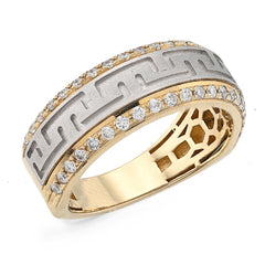 14k Yellow Gold Side Edges 0.50 CTW Natural Diamond Centre Design Men Band 8.3g