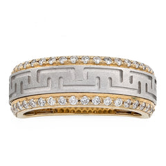 14k Yellow Gold Side Edges 0.50 CTW Natural Diamond Centre Design Men Band 8.3g