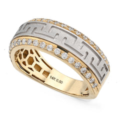 14k Yellow Gold Side Edges 0.50 CTW Natural Diamond Centre Design Men Band 8.3g