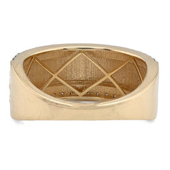 14k Yellow Gold Side Iced 0.50 CTW Natural Diamond Square Centre Design Men Band 7g