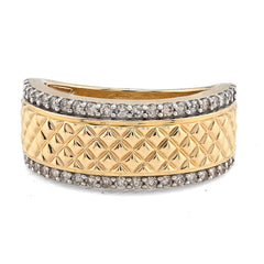 14k Yellow Gold Side Iced 0.50 CTW Natural Diamond Square Centre Design Men Band 7g