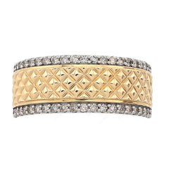 14k Yellow Gold Side Iced 0.50 CTW Natural Diamond Square Centre Design Men Band 7g