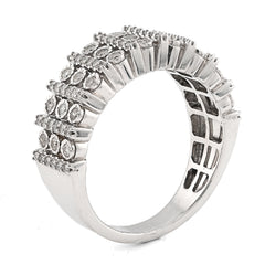 925 Sterling Silver 0.75 CTW Multi-Column Illusion Natural Diamond Men Band 5.8gm