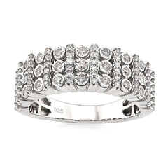 925 Sterling Silver 0.75 CTW Multi-Column Illusion Natural Diamond Men Band 5.8gm