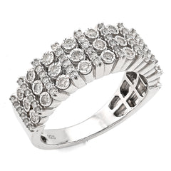 925 Sterling Silver 0.75 CTW Multi-Column Illusion Natural Diamond Men Band 5.8gm