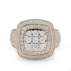 10k Yellow Gold 0.75 CTW 3 Layer Square Shape Natural Diamond Men Pinky Ring 7.3g