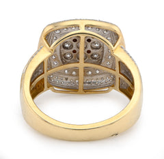 10k Yellow Gold 0.75 CTW 3 Layer Square Shape Natural Diamond Men Pinky Ring 7.3g