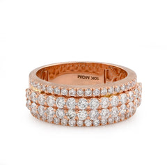 10k Rose Gold 2.05 CTW 4 Row Natural Diamond Mens Band Ring 7.6gms