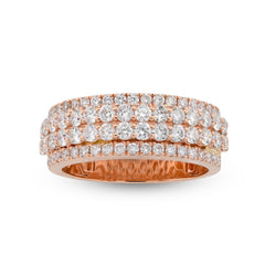 10k Rose Gold 2.05 CTW 4 Row Natural Diamond Mens Band Ring 7.6gms