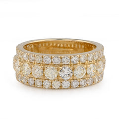 10k Yellow Gold 4.40 CTW 3 Row Big Pointer Centre Row Men Natural Diamond Band Ring 10g