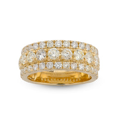 10k Yellow Gold 4.40 CTW 3 Row Big Pointer Centre Row Men Natural Diamond Band Ring 10g
