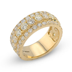 10k Yellow Gold 4.40 CTW 3 Row Big Pointer Centre Row Men Natural Diamond Band Ring 10g