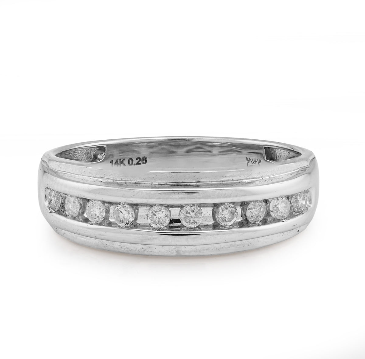 14k White Gold 0.26 CTW Natural Diamond Centre Row Men Band 4.7g